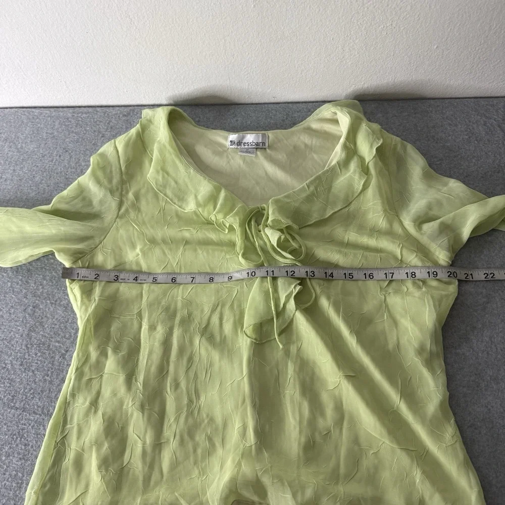 Y2K Dressbarn Light Green Ruffle V-neck Fairycore Top Women's Medium‎ Blouse